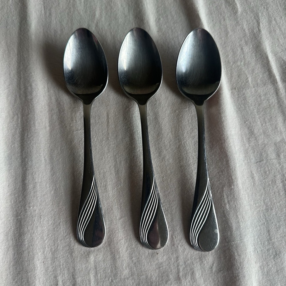 Continental Gourmet Swirl Pattern Stainless Spoons Lot Of 3 Replacement Pieces
